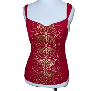 Ambrielle Red Gold Corset Top Size M